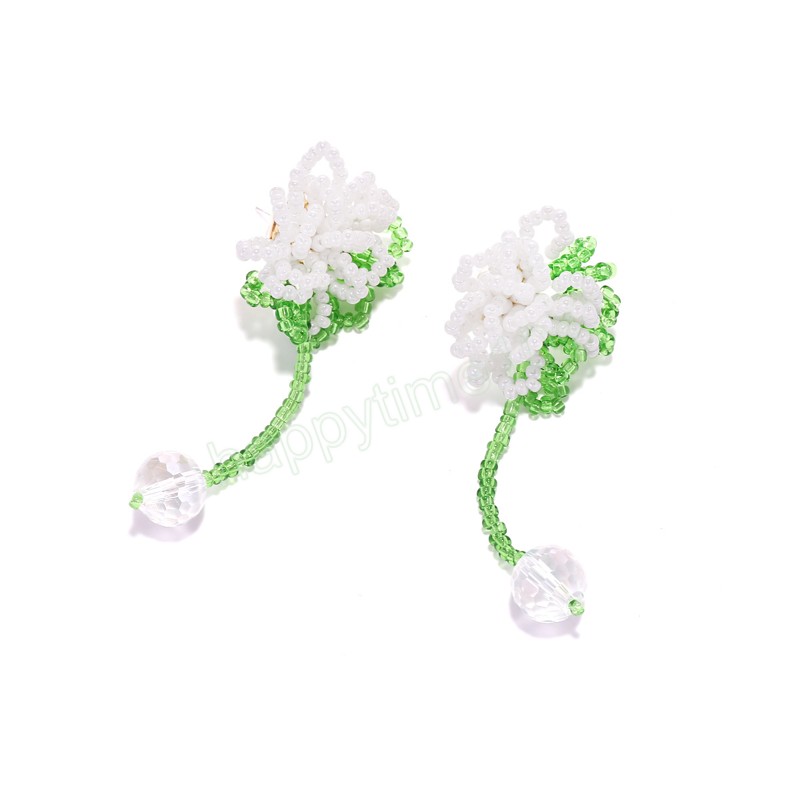 Bohème coloré perle fleur goutte boucle d'oreille pour femmes fille mode Simple Banquet perlé gland balancent boucle d'oreille