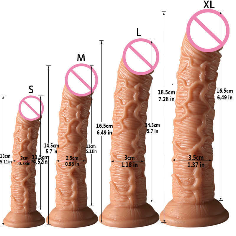 Massager 4 Sizes Brown Dildo Realistic Big Penis Female Vaginal Anal Masturbator Huge Cock with Suction Cup Dildos for Women