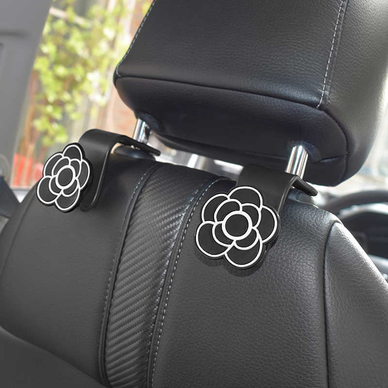 New Universal Camellia Flower Car Seat Back Hooks Portable Hanging Storage Hook for Bag Purse Cloth Decoration Car Accessories Girls