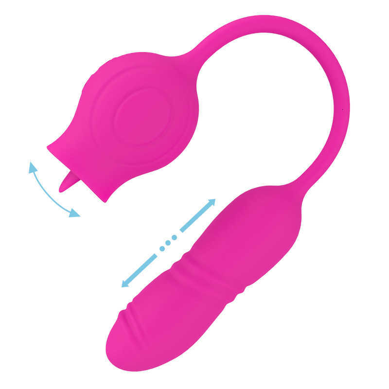 Paqin Tongue Lick Dildo Vibrator Fidget Electric Kvinnlig Masturbator Kvinnor Teleskopande Silikon Vagina