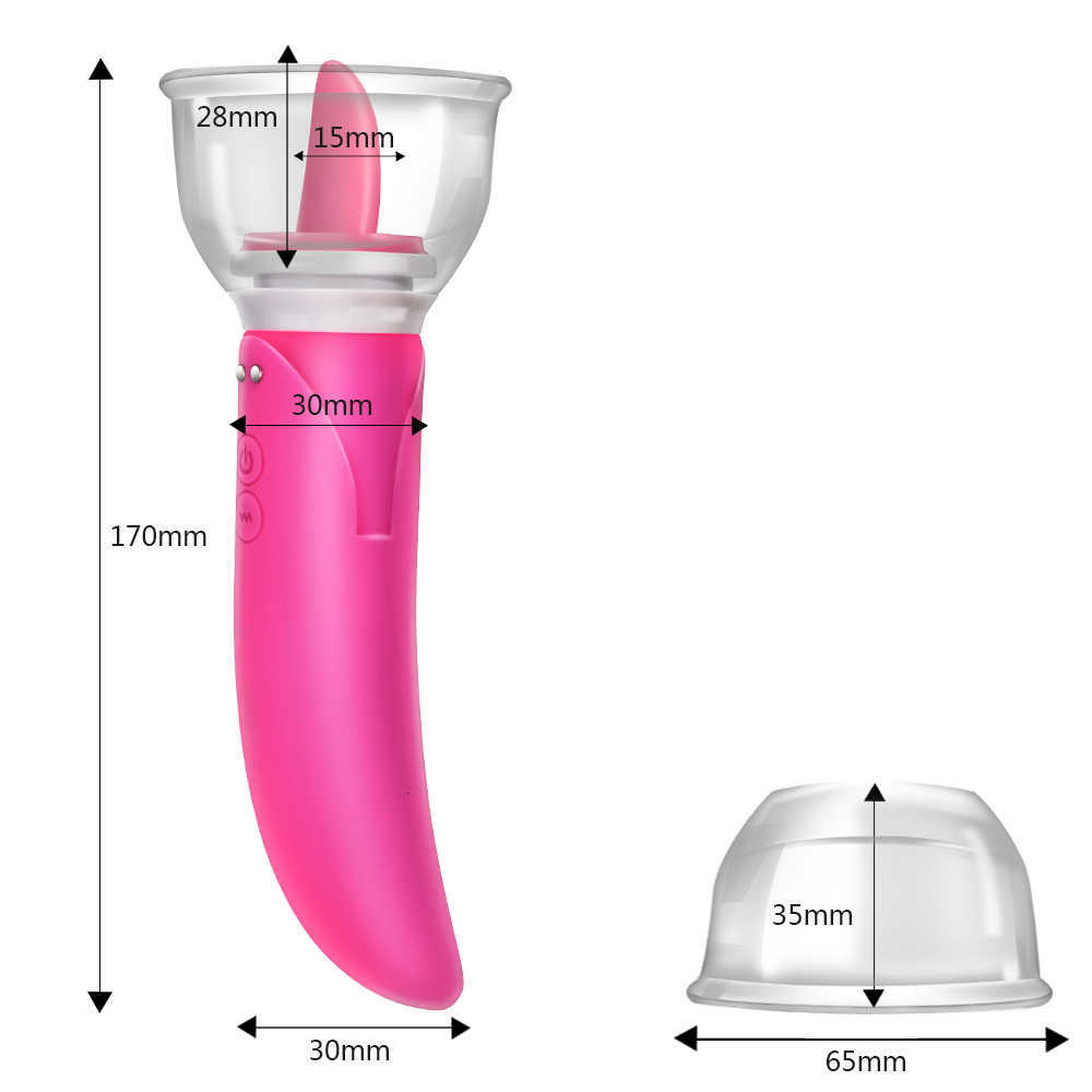 Massager Tongue Licking Pump Clitoris G-spot Vibrator Dildo Dual Head for Women Vagina Breast Massage Adult