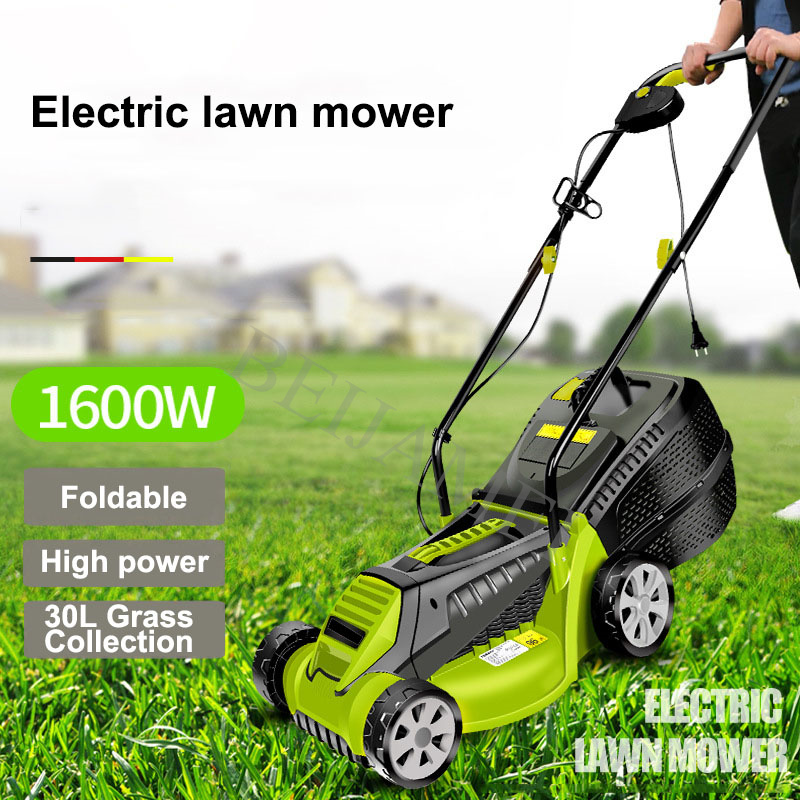 Electric Lawn Mower Hand Push Grass Cutting Machine Household Lawn Mower 1600W Grass Trimmer For Garden Courtyard