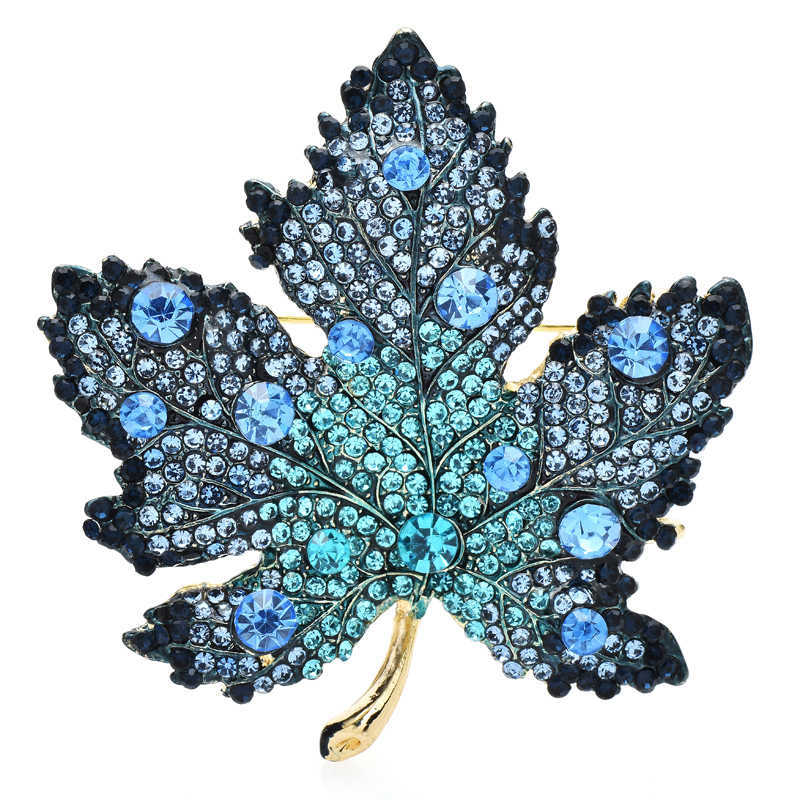 Broches Broches WuIi bébé Femmes Brillant Feuille D'érable Unisexe 3 couleurs Strass Beauté Plante Partie Bureau Poitrine Pin Cadeau G230529