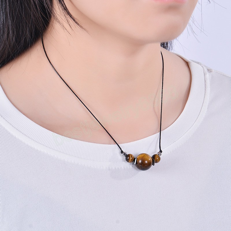 16mm Agate Crystal Natural Tiger Eye Stone Pendantネックレス