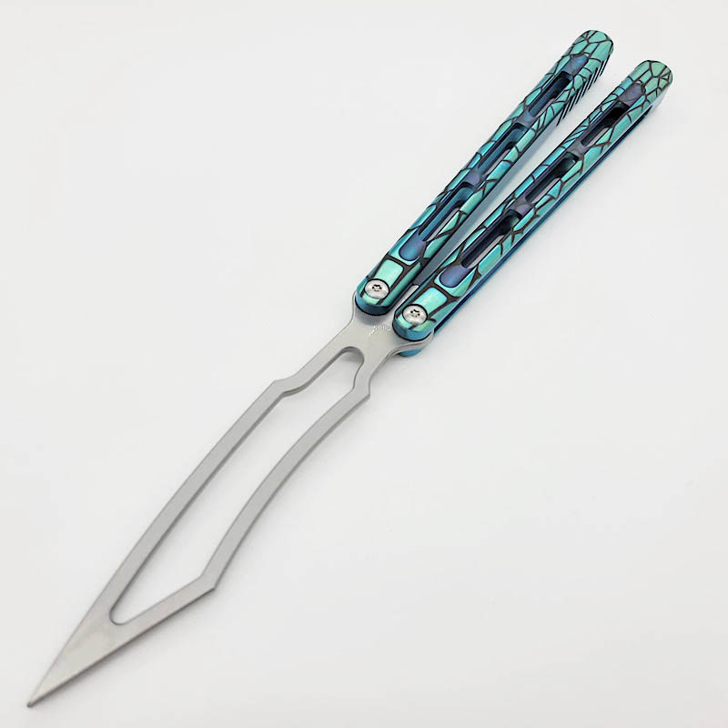 TheOne Balisong Viper One Piece Titanium Harder Channel Butterfly Trainer Trainer Trainer втулка Jilt Swing Edc Нож Nautilus Sea Monster Hom Ex10 Triton Squid C07