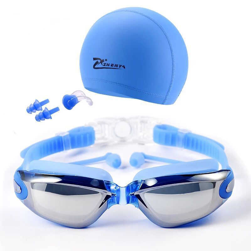 Gafas de natación con tapa tapones para los oídos clip de nariz profesional antivaho PU sombrero impermeable gafas de natación P230601