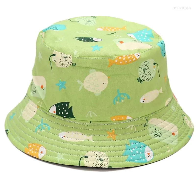 Berets Undersea Pattern Print Print Ducket Hat على الوجهين في الهواء الطلق قبعة في الهواء الطلق مسطحة أعلى الشمس للنساء الرجال