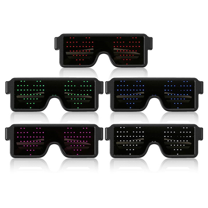 Dynamische LED-Leuchtbrille, über USB wiederaufladbar, LED-Leuchtbrille, LED-Licht, blinkende Brille, Partygeschenk mit Neon, 8 Mustern für Partys, Halloween-Konzerte