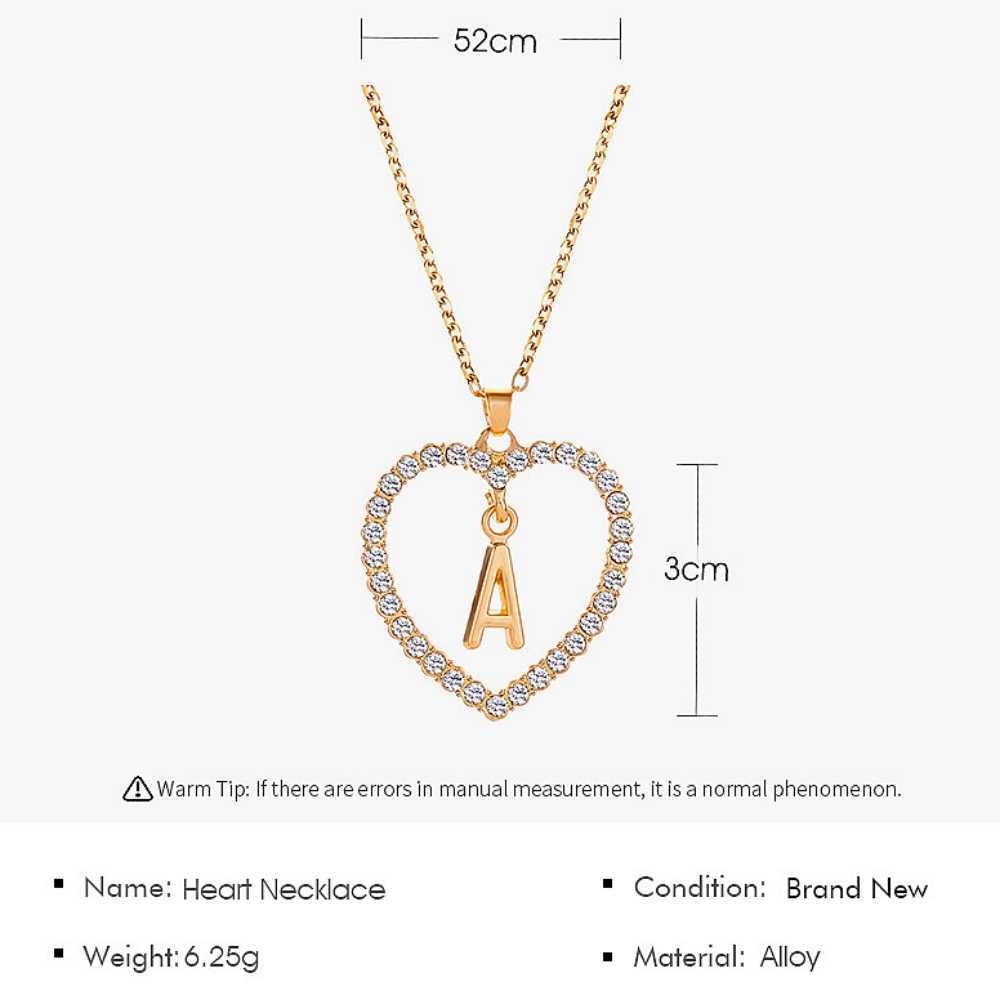 Pendant Necklaces Heart Shaped 26 Initials A-Z Rhinestone Pendant Necklace for Women Fashion Clavicle Chain Luxury Jewelry Accessories Shiny Gift J230601