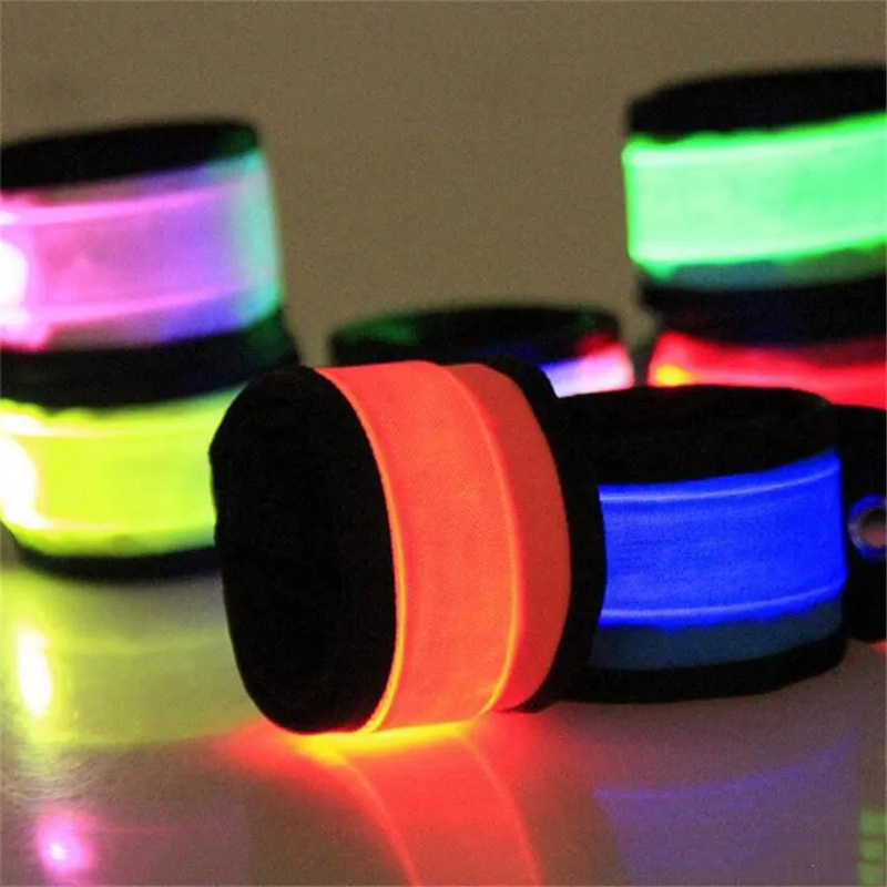 LED Sports Slap Wrist Strap Bands Wristband Light Flash Bracelet Glowing Armband Flare Strap Party Concert Armband Nylon 25x4cm/35X4cm