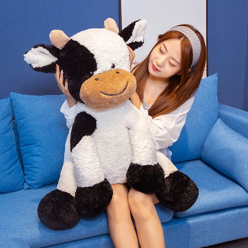 Cute Cartoon Cow Plush Toy Giant Animal Cattle Doll Super Soft Sleeping Pillow Gift for Girls Decoration 28inch 70cm