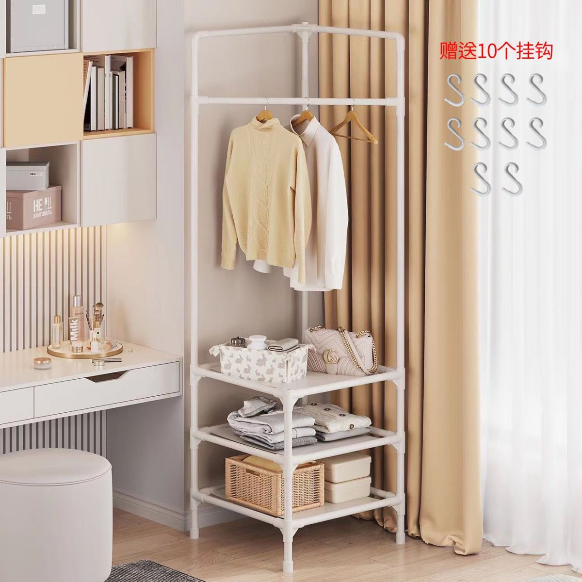 Planially Corner Coat Rack Wedding Favors Portable Wardrobe Closet for Hanging Clothes with Hanging Rods Wall Corner Closet System