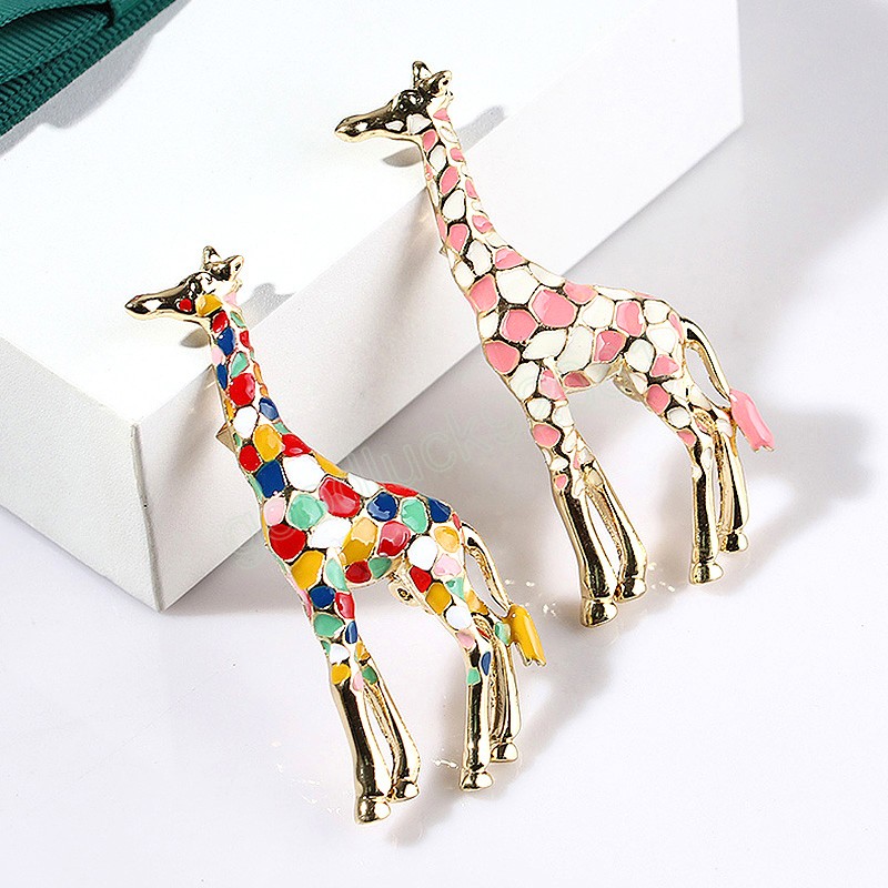 Frauen Gold Farbe Giraffe Broschen Nette Bunte Tier Brosche Pin Mode Schmuck Geschenk Exquisite Broschen für Kinder