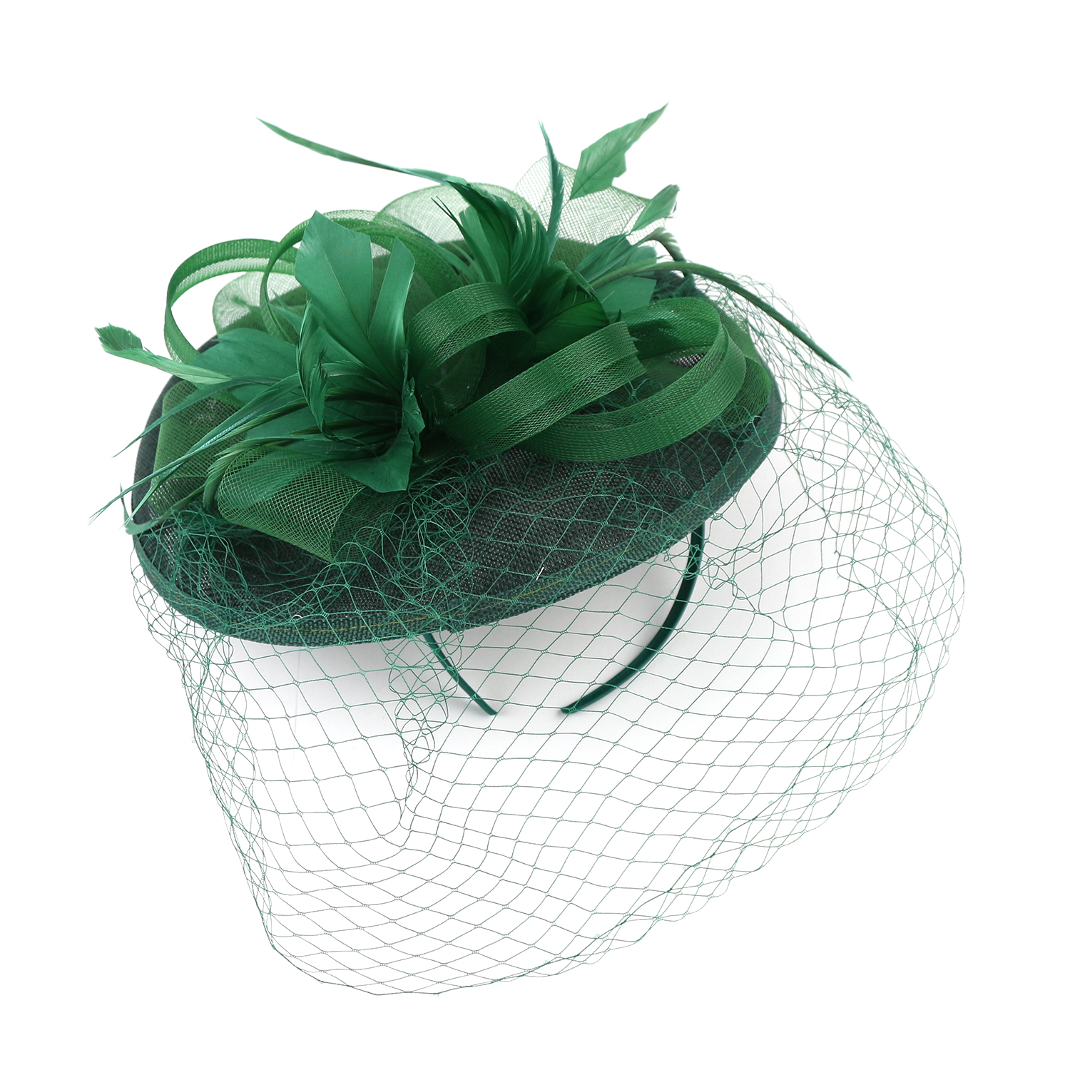 New Green Mesh Hat Vintage Feather Headwear Ball Party Women's Hat Bride Hat Wholesale XMZ-0024-A