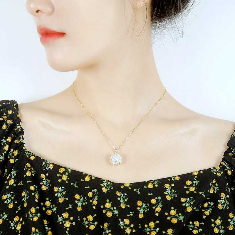 Hänge halsband rostfritt stål roterande solroshänge halsband för kvinnor smycken lyx mode zirkonia choker halsband J230601