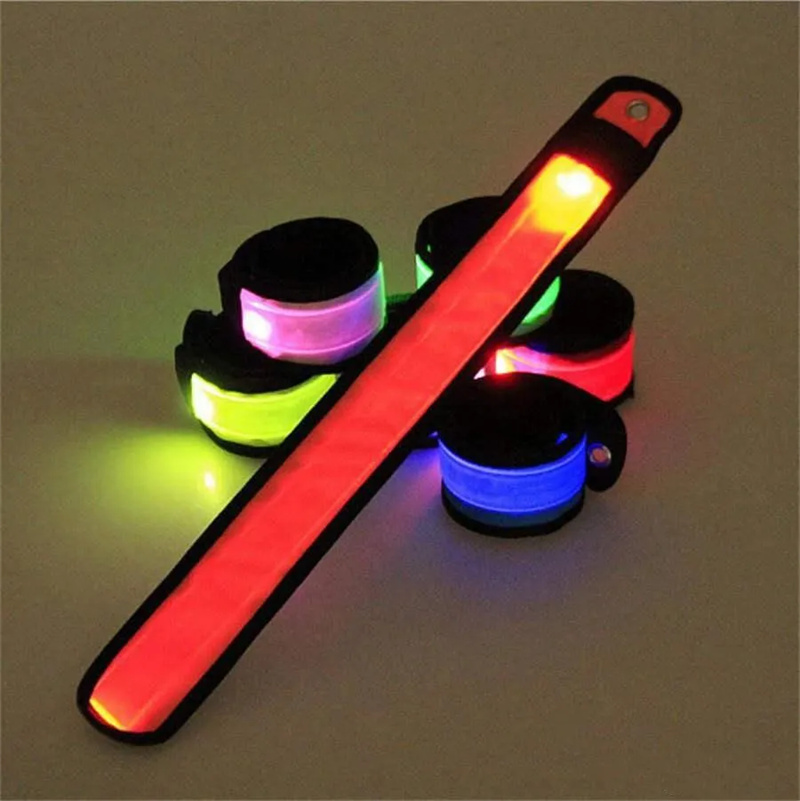 LED Sports Slap Wrist Strap Bands Wristband Light Flash Bracelet Glowing Armband Flare Strap Party Concert Armband Nylon 25x4cm/35X4cm