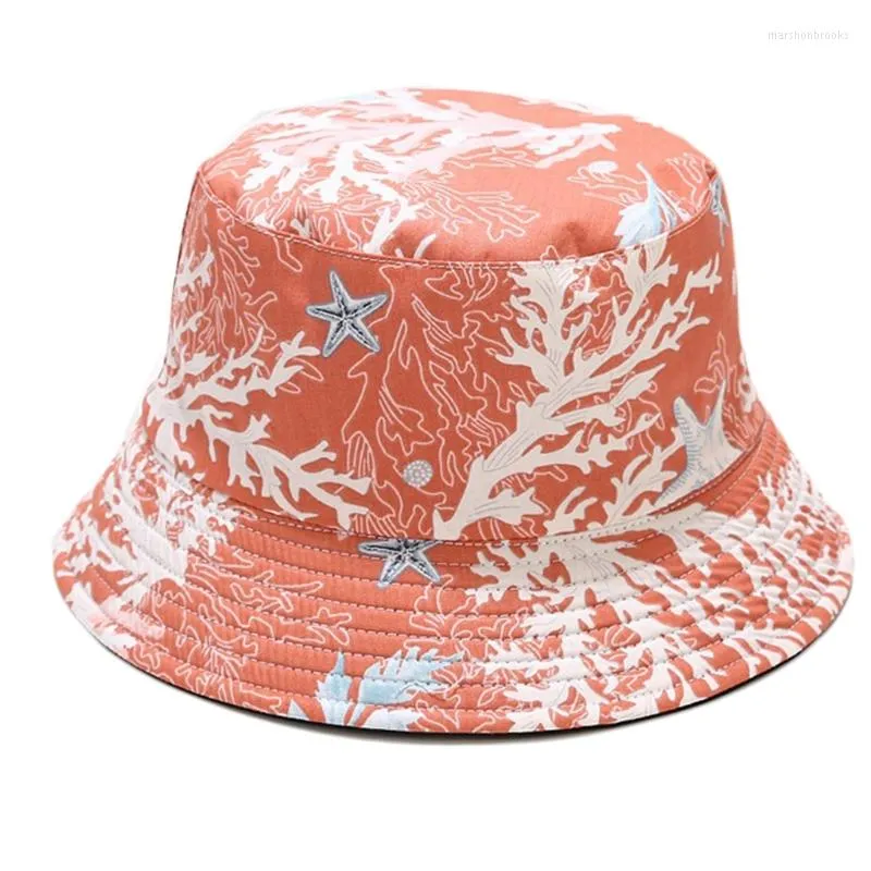 Boinas con estampado de animales submarinos, sombrero de pescador de doble cara, gorra plana para exteriores, sombrero para el sol para hombres y mujeres