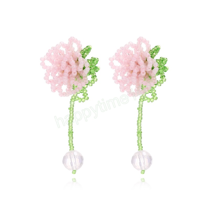 Bohème coloré perle fleur goutte boucle d'oreille pour femmes fille mode Simple Banquet perlé gland balancent boucle d'oreille