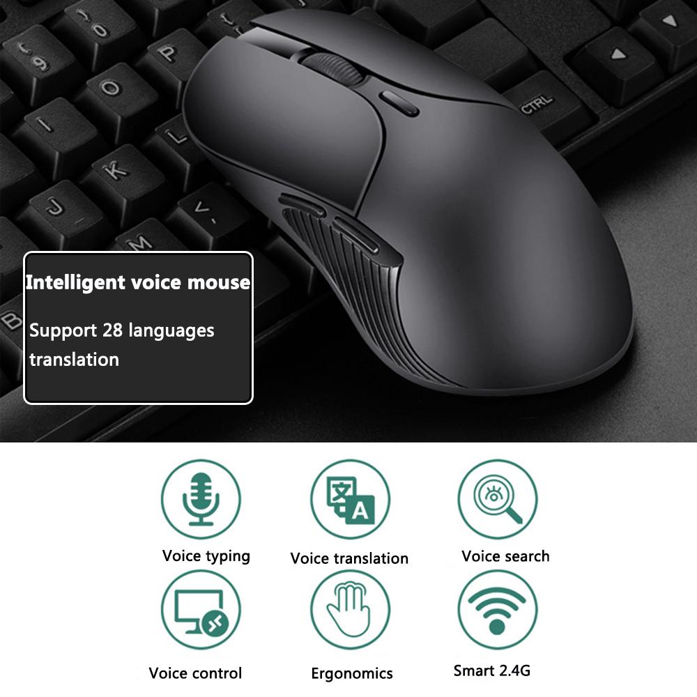 Mice Intelligent Voice Mouse Wireless Rechargeable Mice Support Voice Typing 28 Language Instant Translation for Laptop Offices