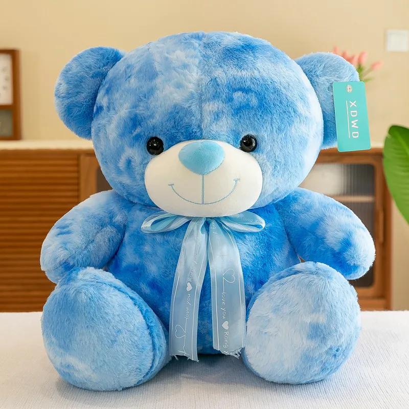 Super Cute Rainbow Teddy Bear Plush Toy Bed To Accompany The Doll Girl Birthday Present 35 cm