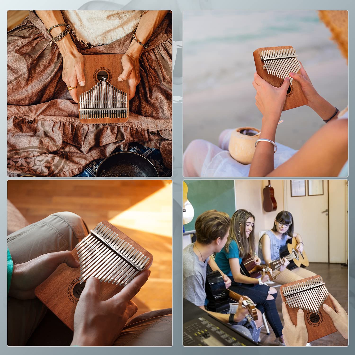 Kalimba duimpiano draagbare 21 toetsen ebbenhouten vingerpiano met stemhamer en leerinstructie instrument kerstcadeau geschikt voor kinderen