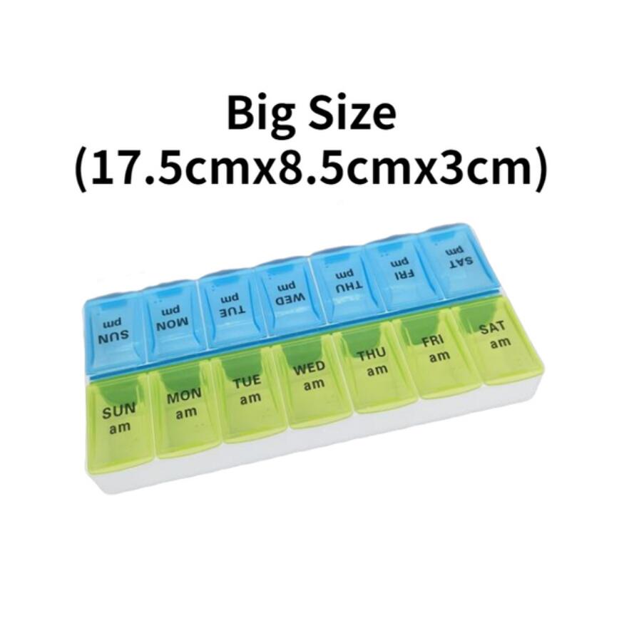 Draagbare 14 Grids Wekelijkse Pillendoosje 7 Dagen Geneeskunde Doos Tablet Dispenser Organizer Pillendoosje Splitters Plastic Opbergdoos