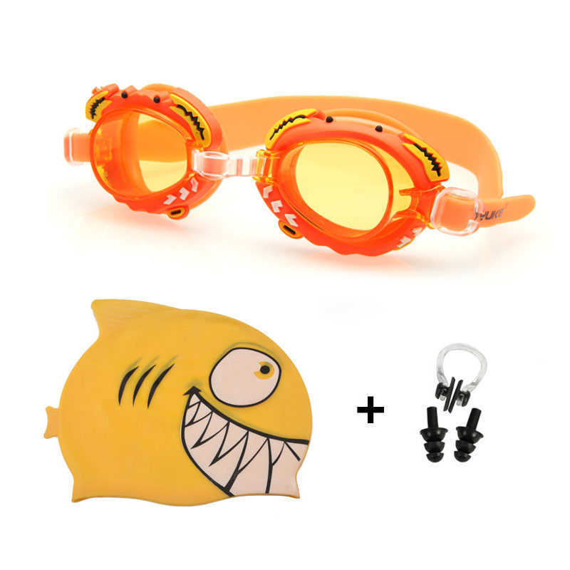 Lunettes Garçons et Filles Lunettes Silicone Dauphin Poisson Cap Oreille Bouchon Nez Ensemble Plongée Étanche Enfants Piscine Lunettes P230601 bon