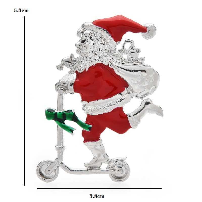 Anstecknadeln Broschen Wuli Babybrosche Emaille Weihnachtsmann fährt Fahrrad Schenken Sie Frauen und Kindern 2021 Weihnachtsschmuckgeschenke G230529