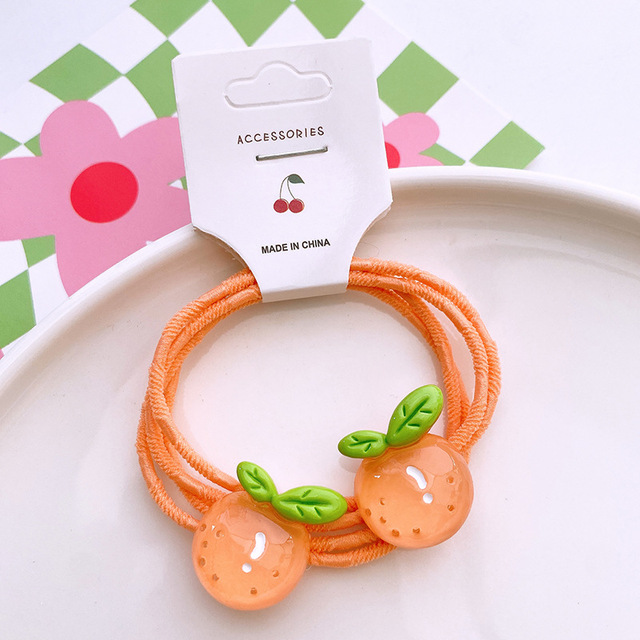 1 par koreanska mode barn söta färgglada frukter blommor gummiband hårrep söt tjej prinsessor hästsvans hårtillbehör