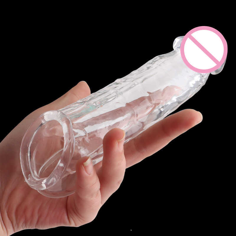 Massager Reusable Penis Sleeve Extender Cock Rings Delay Ejaculation Silicone Glans Cover Enlargement for Men