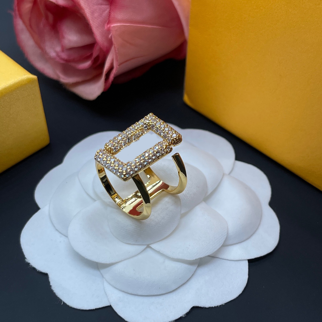 Anelli con diamanti in oro donna Lettera F Anelli aperti Designer Anello Ladies Designer di lusso Gioielli Accessori fidanzamento nuziale