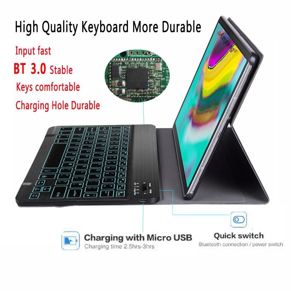 Fall Backlit Tastaturkoffer für Samsung Galaxy Tab S7 11 S8 11.0 S6 Lite 2022 S5E A8 10.5 A7 10.4 A7 Lite 8.7 A 10.1 10.5 8.0 Abdeckung