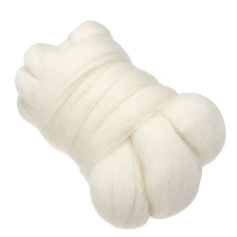 Fio 100g natural branco Roving costura DIY boneca fiada à mão feltro P230601