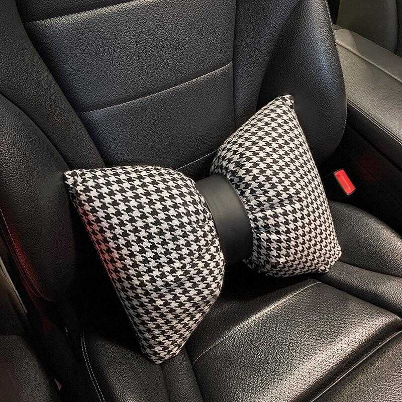 New Classic Plaid Bowknot Universal Car Neck Pillow Ornaments Seat Poggiatesta Supporto Forniture Accessori interni auto donna