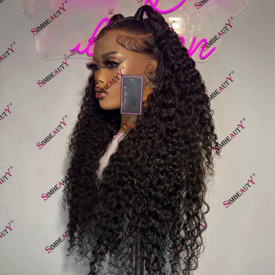 Brazilian Raw Remy Human Hair Natural Curly Full Lace Wig for Black Women 200 Density Pre Plucked Hairline Transparent HD 13x6 Lace Front Wig