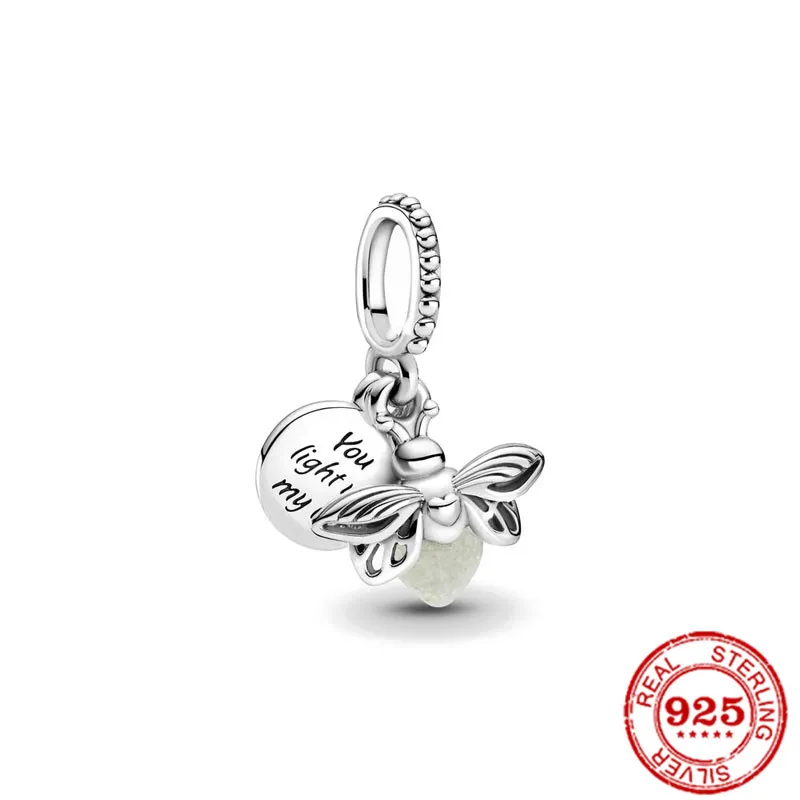 925 Sterling Silver Dangle Charm Firefly Sandwich Mandala Rainbow Wineglass Beads Bead Fit Pandora Charms Bracelet DIY Jewelry Accessories