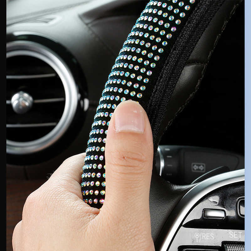 New Bling Diamond Car Steering Wheel Cover Universal Elasticity Rainbow Vehicle Steering-wheel Protector Auto Accessories