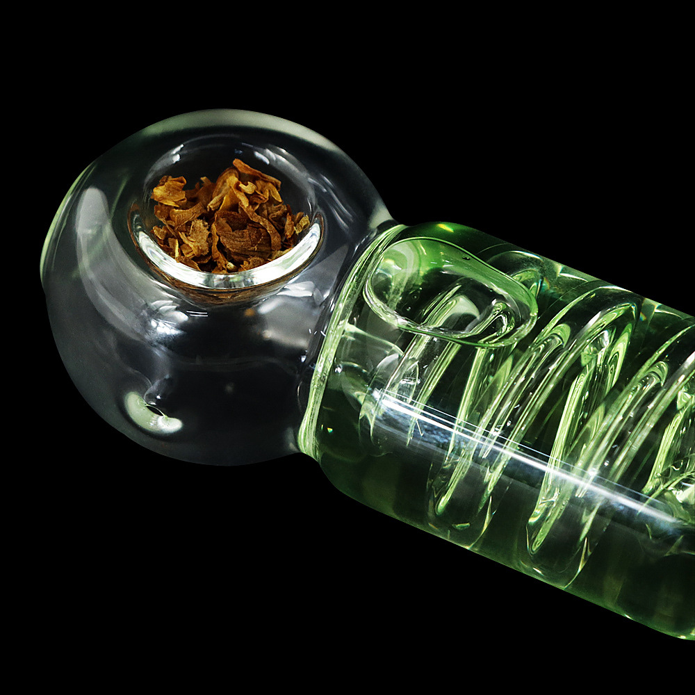 喫煙パイプは、組み込みの冷媒スパイラルと透明な脂肪パイプを備えた新しいガラスパイプ