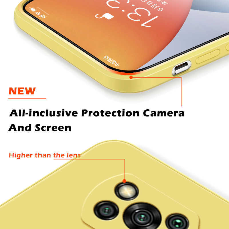POCO F5 X3 Pro Case Square Liquid Silicone Camera Lens Protector Cases for Xiaomi X5 F5 PoCox3 Pro Soft Cover