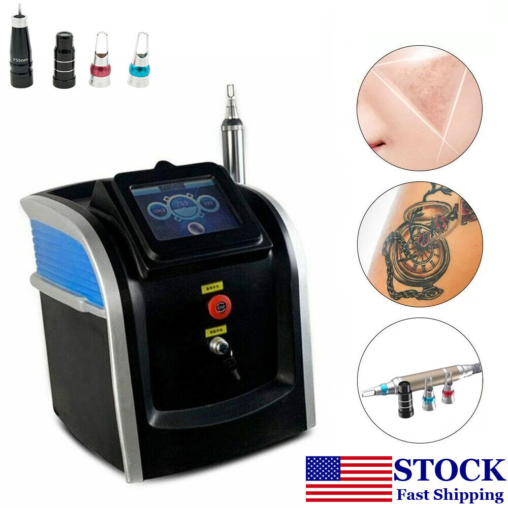 4 I 1 Effektiv tatuering Borttagning Picosekund Lasermaskin Pigment Borttagning Skin Föryngring Q Switched ND YAG PICO LASER SPOT FRECKLE EYLELINER TATTOO Removal Machine