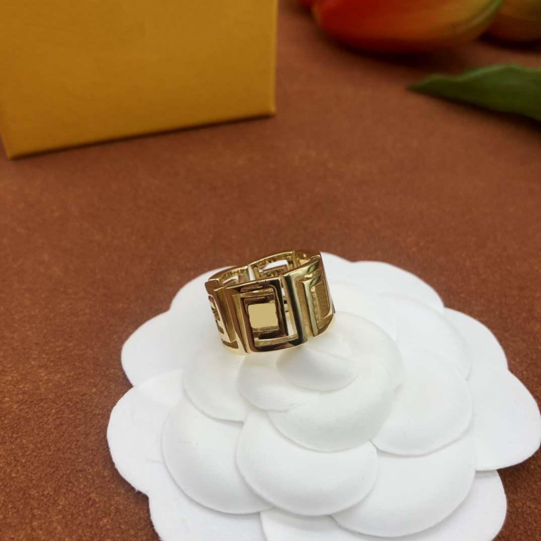 diseñador F Anillo Esmalte extravagante hueco Oro Plata Rosa Carta de acero inoxidable Anillos Mujeres hombres boda Joyería Señora Fiesta Regalos