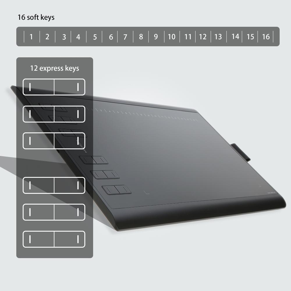 Tabletler Huion 1060 Plus Grafik Çizim Tablet Micro USB Yeni 1060 PLUS Hafıza Kartı ile 12 Express Tuşları Dijital Boyama Şarj Edilebilir Kalem