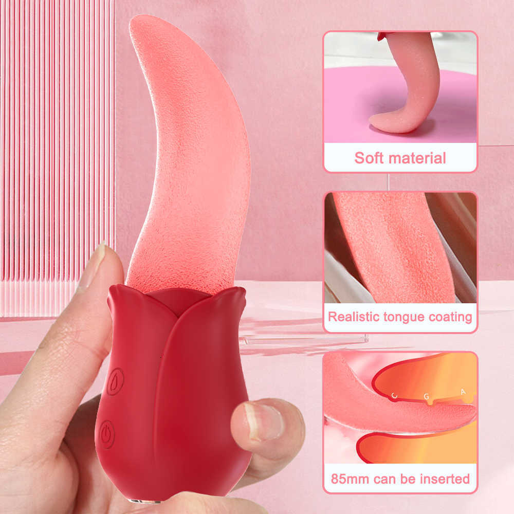 Krachtige Tong Likken Rose Vibrator Vrouwelijke 10 Modi g Spot Clitoris Stimulator Tepel Massager Mini Clit voor Vrouwen