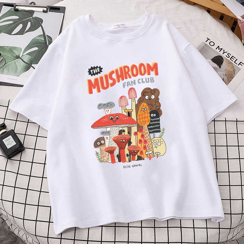 Men's T-Shirts Vintage Almond Mushroom Fan Club Cute Casual Summer Women's T-shirt Fashion Street Clothing P230601