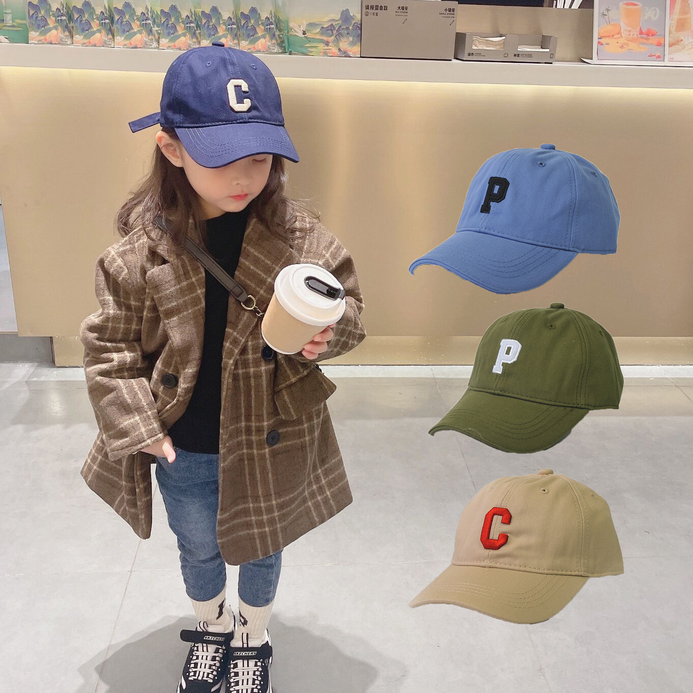 Moda Mektubu Çocuk Beyzbol Kapağı Boys Snapback Cap Girls Sun Hat Modaya Dönüş Korece Korece Versiyon Bebek Beyzbol Kapağı Kids Aksesuarları