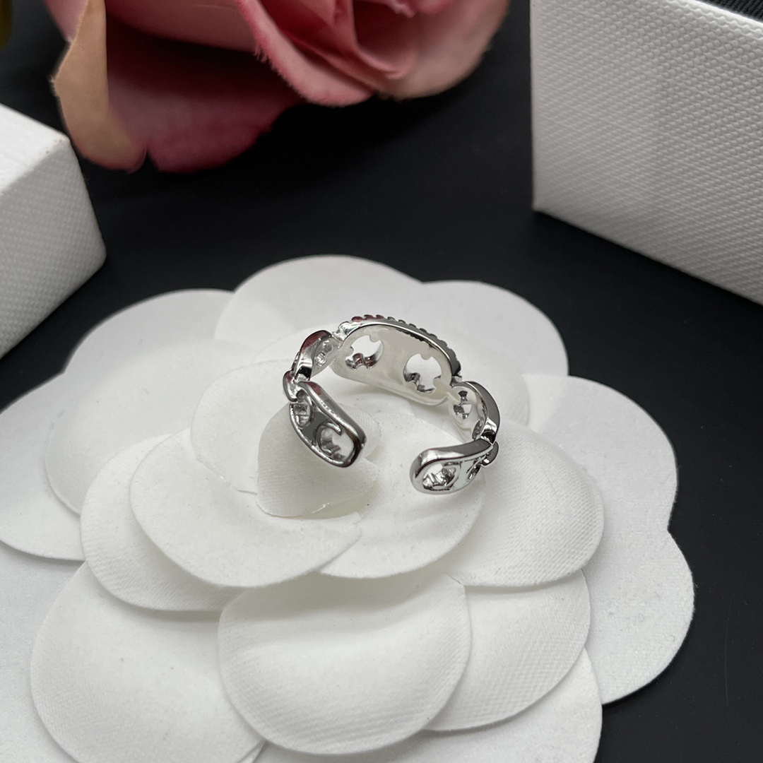 Designer celi ring Embossed Copper Women Open Ring Simple vintage Luxury Gold Silver Classic Plain Ring