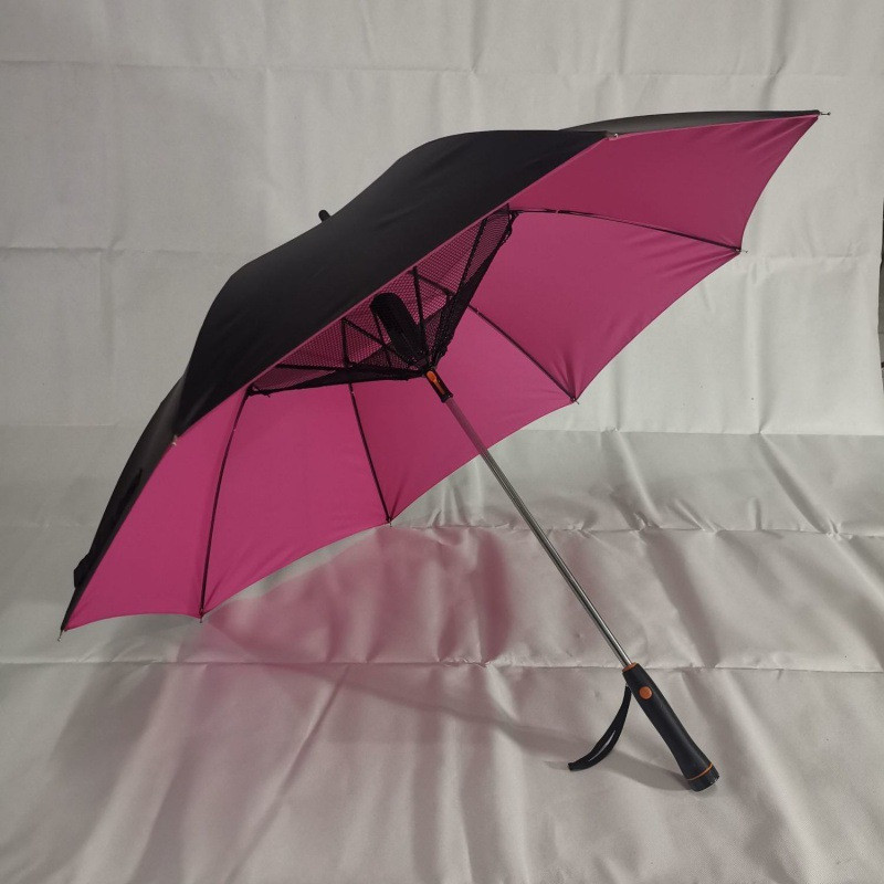 Parapluie d'été créatif avec ventilateur longue poignée parapluie ensoleillé pluvieux résistant aux UV pour hommes femmes Parasol plage extérieure