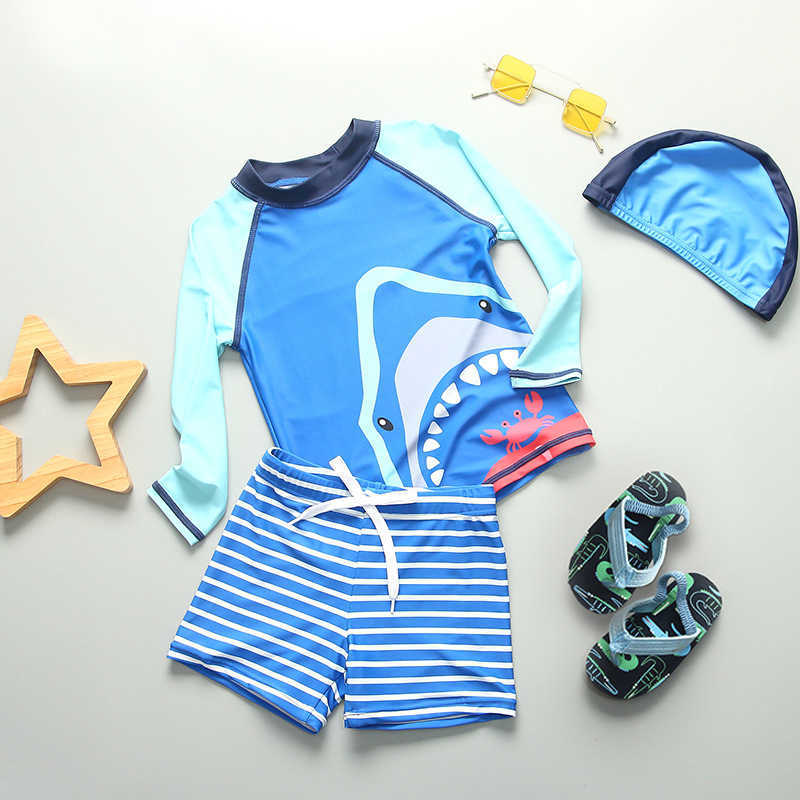 Roupa de banho infantil 1-11 anos roupa de surf para bebê menino tubarão secagem rápida roupa de banho infantil para dormir UPF 50+ P230602