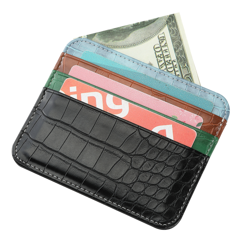 Luxury Crocodile Mönster Läder Vogue Card Bag Cover för Business Travel Portable Flera kortplatser Holder Lychee Grain Wallet Clutch Protective Shell