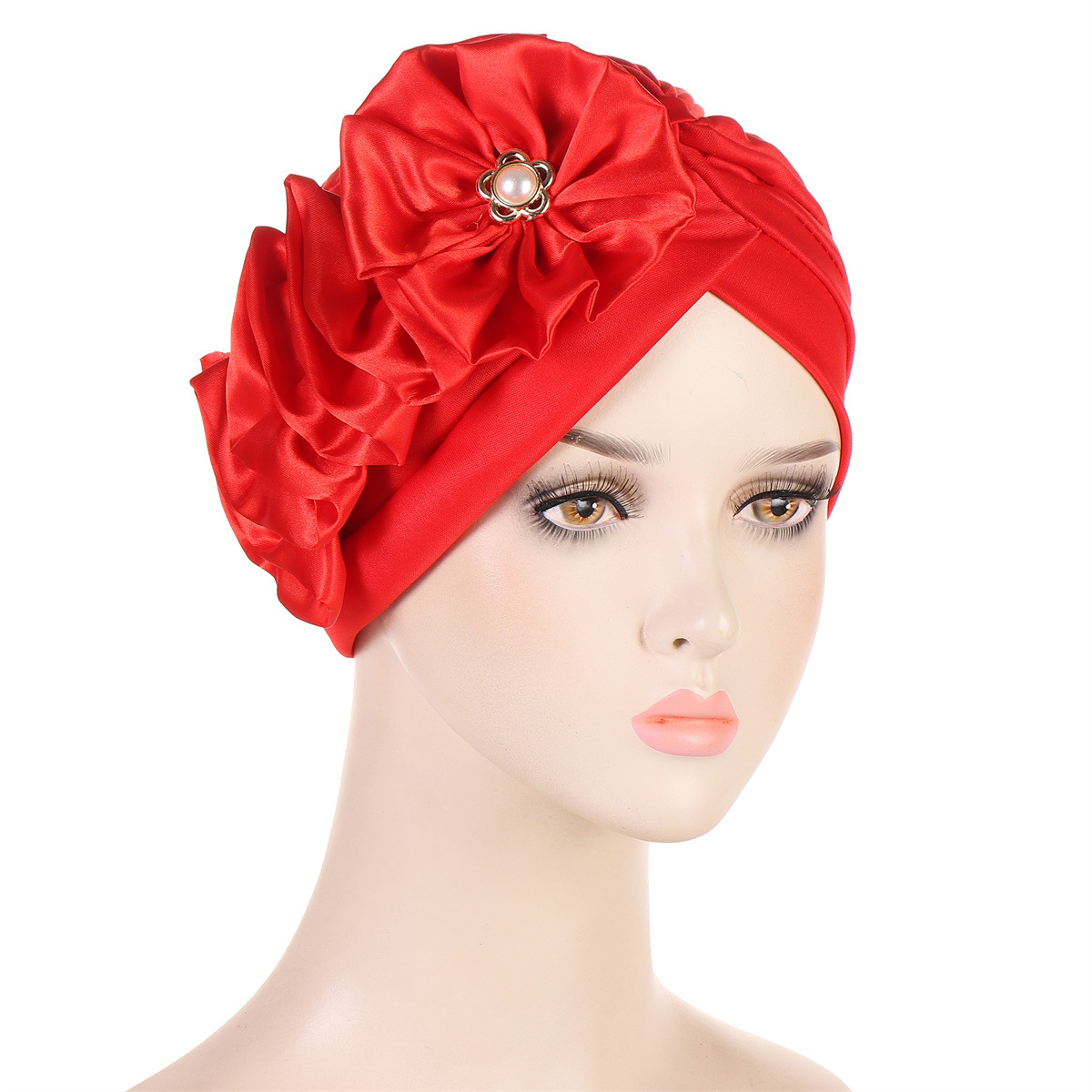 Elastic Women Diamonds Flower Turban Cap Muslim Headwear Flowers Beanie Female Head Wraps Indian Hats Lady Hair Loss Chemo Hat